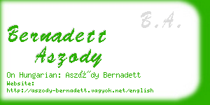 bernadett aszody business card